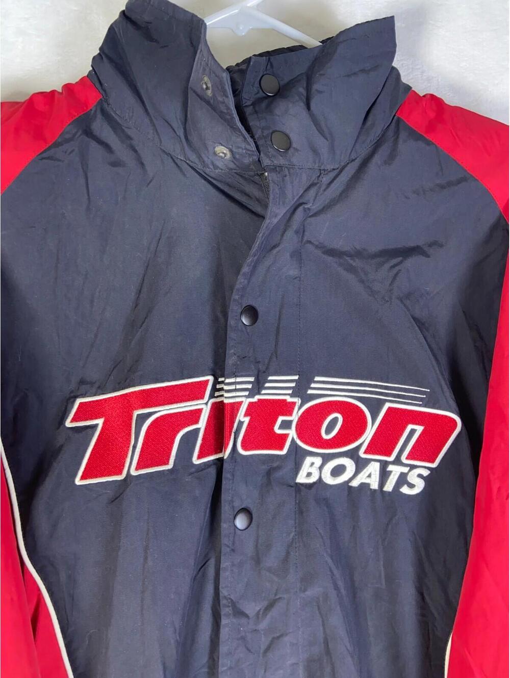 Triton Boats Fishing Team Button Down Jacket Embroidered Red Black Size Small